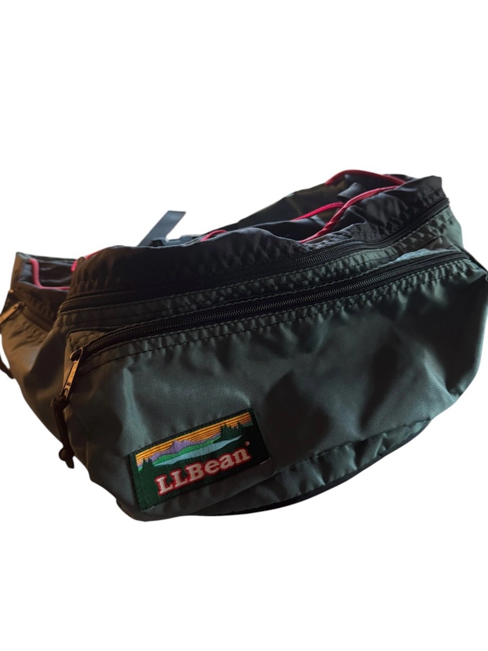 L.L. Bean Olive Green and Pink Trim Waist Pack